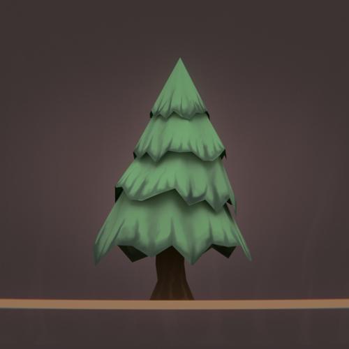 Low Poly Cartoon Tree - Painted preview image